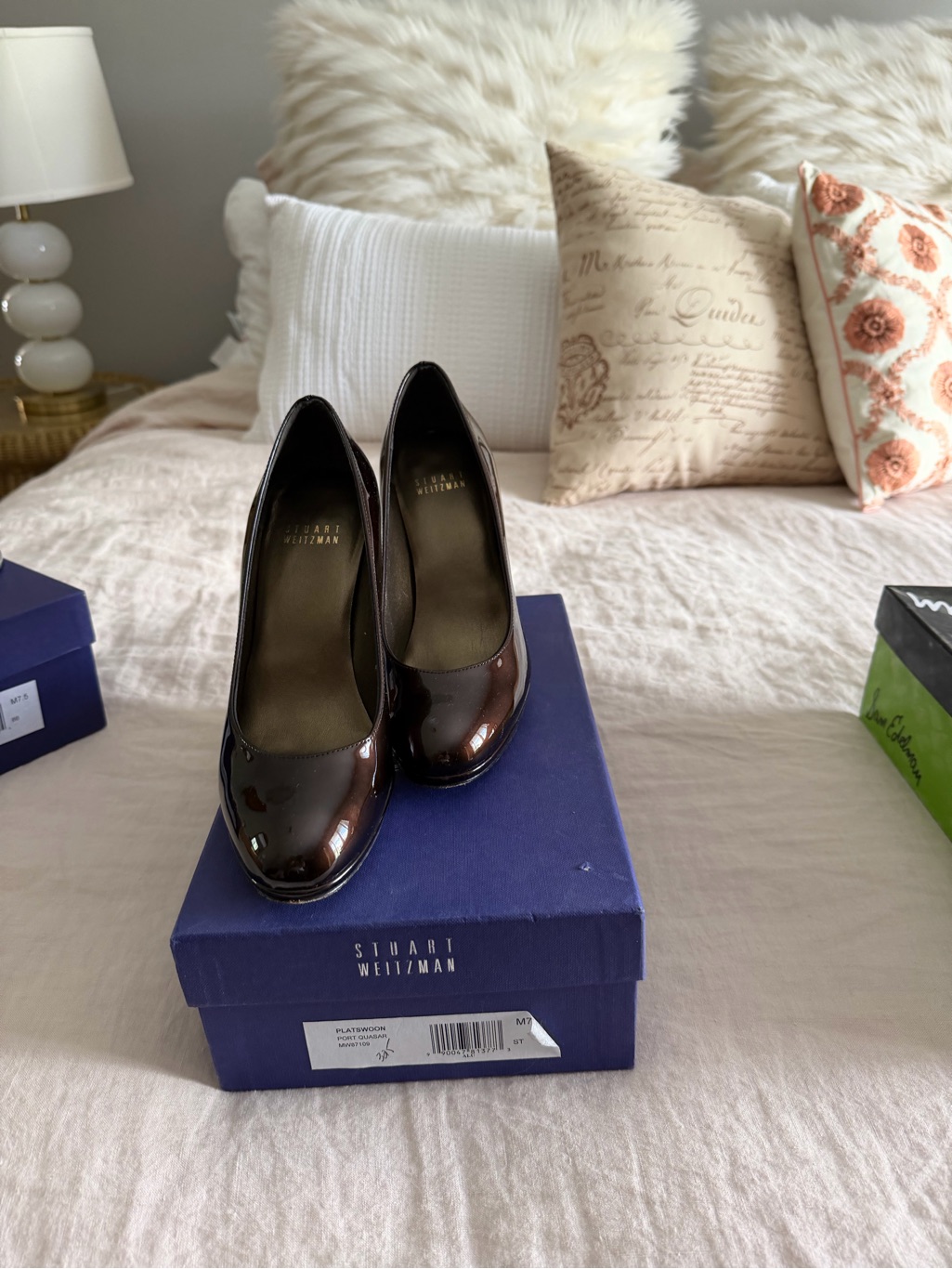 Stuart Weitzman Dark Plum Patent Leather Round-Toe Pumps